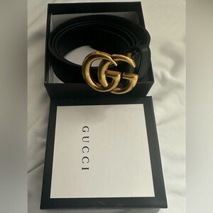 GG MARMONT LEATHER BELT WITH SHINY BUCKLE